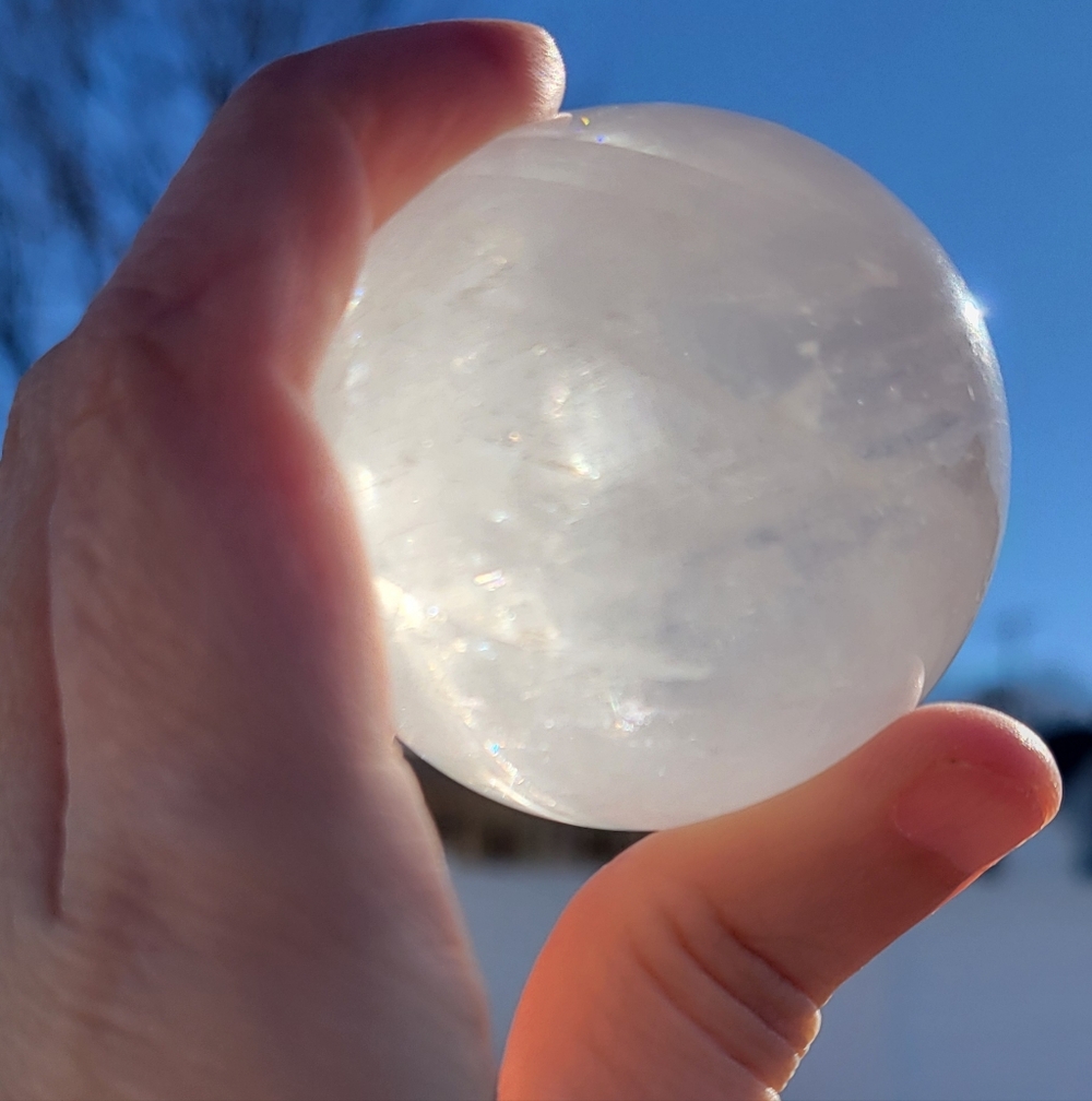 White Calcite Crystal Sphere